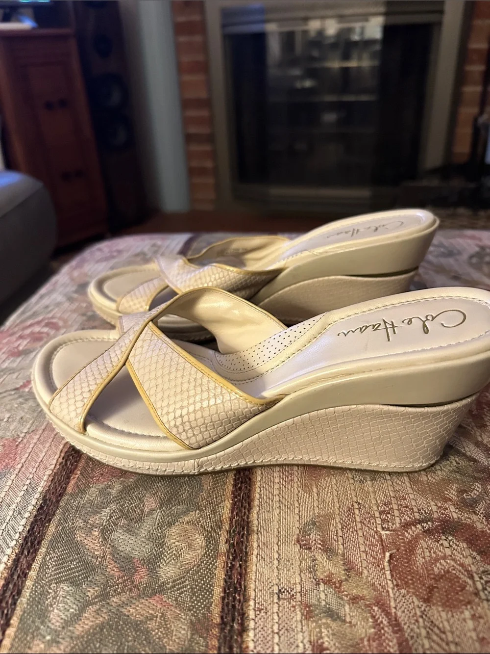 Cole Haan Nike Air Snake Print Crisscross Wedge Sandals 9B